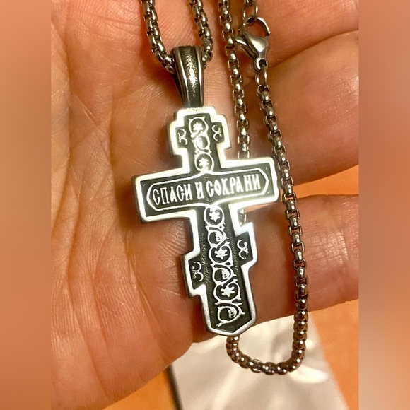 Stainless Steel Cross Pendant Necklace - Picture 5 of 5